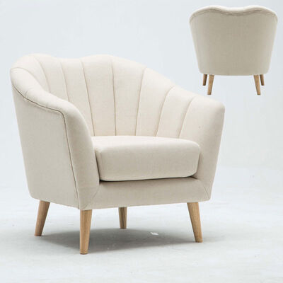 Comfortable Fabric Single Seater Armchair KD Rubber Luxury Wooden