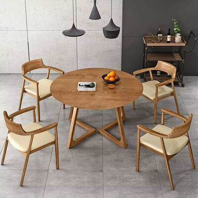 Round Nordic Luxury Dining Table And Chairs Wooden Set ODM