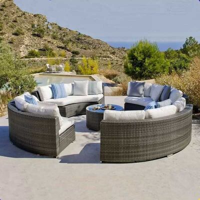 Outdoor Round Shaped Woven Rattan Sofa Garden Leisure Rust Resistant Waterproof Sofa Set