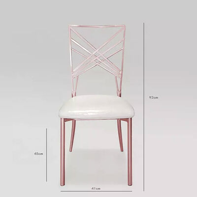 Gold Chameleon Banquet Wedding Chair Stackable Luxury Metal Cross Back