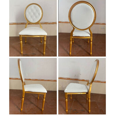 Party Hall Wedding Banquet Chairs Rental Round Back Restaurant Gold 38x40x93cm