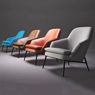 Wingback One Seater Couch Chair Navy Blue Yellow Upholstery Recliner Leather