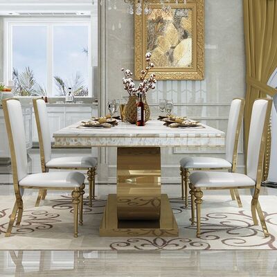 Modern Design Marble Dining Table Set Polished Surface With 6 8 Chairs