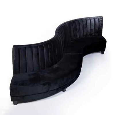 Hotel Lobby Club Lounge Sofa Black Curved Circular Velvet Fabric