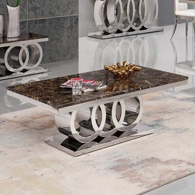 Modern Living Room Stainless Steel Coffee Table 20mm Marble Dining Table