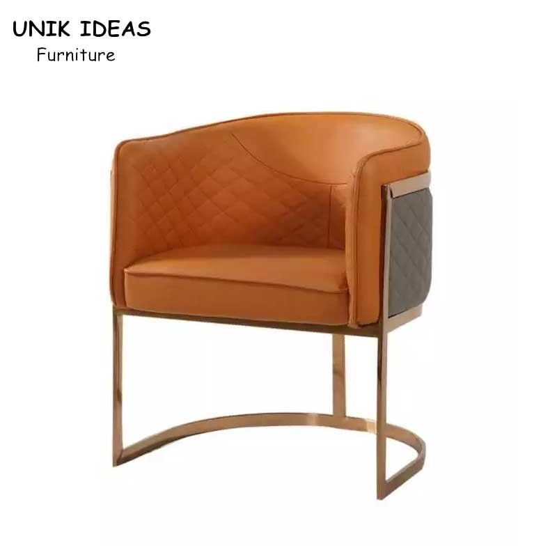 Italian Postmodern Luxury Lounge Armchair Stainless Steel Leg