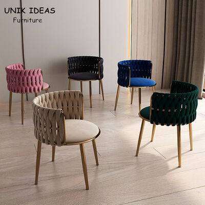 قیمت خوب Modern Metal Frame Dining Chairs PU Armrest Velvet Seat Living Room آنلاین