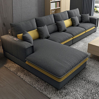 قیمت خوب Luxury Home Living Room Sectional Sofa Set 180*318*90CM Cloth Corner Fabric آنلاین
