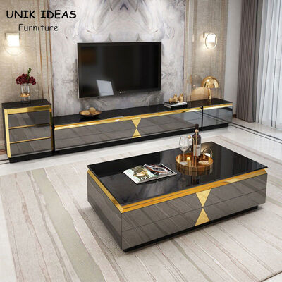 قیمت خوب Stainless Steel Luxury Gold Coffee Square Table 40cm Height Italian Marble Top آنلاین