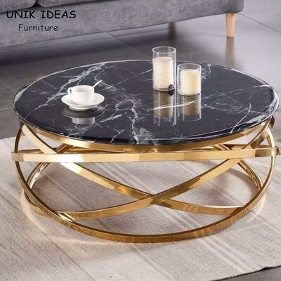 قیمت خوب Smart Style Luxury Coffee Table Stainless Steel Frame Marble Top For Living Room آنلاین