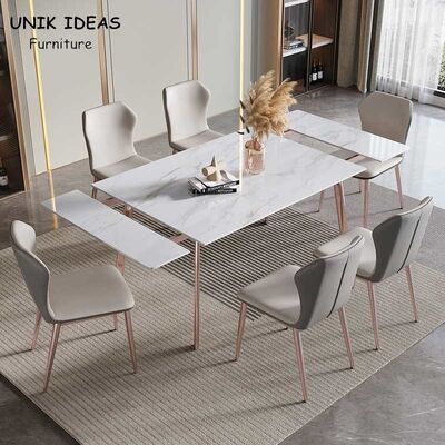 قیمت خوب Minimalist Slate Dining Table Set With Chair Combination Telescopic Foldable آنلاین