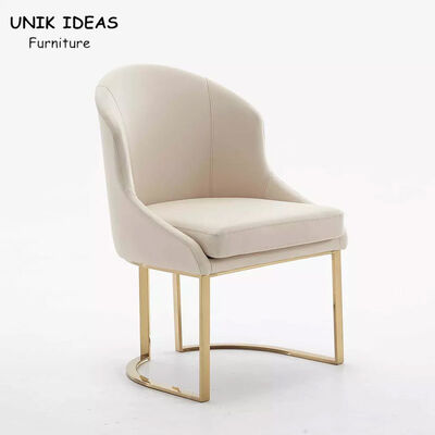 قیمت خوب Eco Friendly Beige Leather Dining Chair Luxury Gold Stainless Steel Metal Frame Leg آنلاین