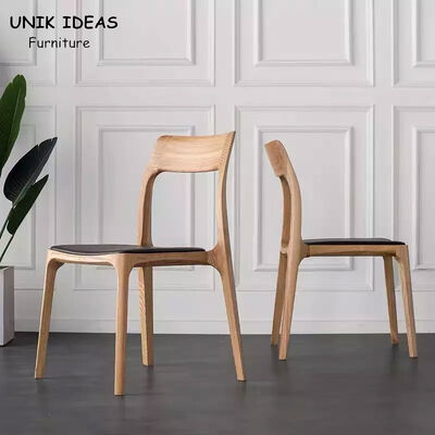 قیمت خوب Modern Nordic Solid Ash Wood Dining Chair Antique PU Leather Furniture آنلاین