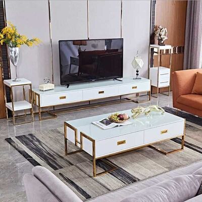 قیمت خوب Modern Luxury TV Stand Center Table With Storage Drawer Home Furniture آنلاین