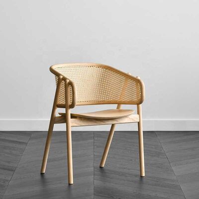 قیمت خوب Nordic Rattan Armchair Natural Wood Solid Wood Lounge Dining Chair آنلاین