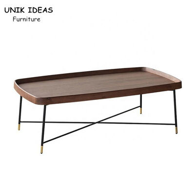 قیمت خوب Industrial Wooden Rectangular Coffee Side Table Set Walnut Color آنلاین
