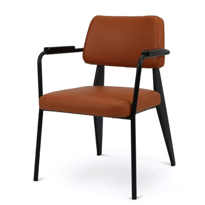 قیمت خوب Powder Coat Metal Frame Restaurant Chairs Modern Simple Armchair Soft Leather آنلاین