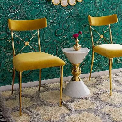 قیمت خوب Velvet Banquet Metal Frame Dining Chairs Modern Design Elegant Leisure آنلاین