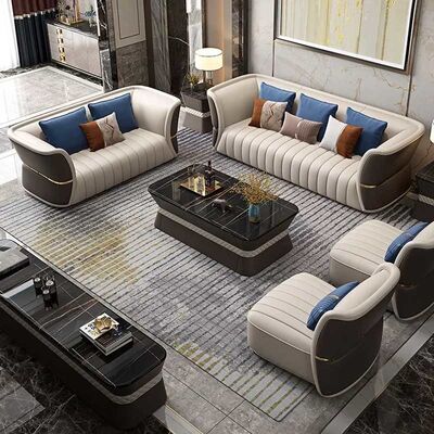 قیمت خوب Italian Luxury Style 6 Piece Sectional Couch Furniture Leather 1+2+3 Set آنلاین