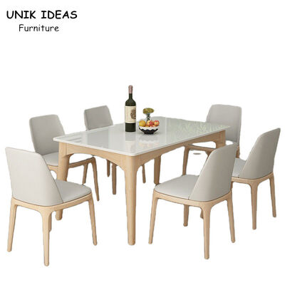 قیمت خوب Nordic 6 Seater Luxury Marble Dining Table Set Scratch Resistant Customized Size آنلاین