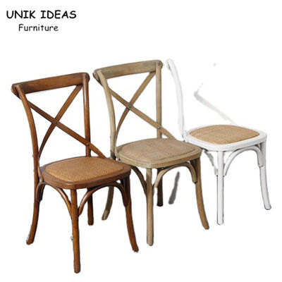 قیمت خوب Industrial Stackable Cross Back Wood Chair Soft Cushion Durable For Dining Room آنلاین