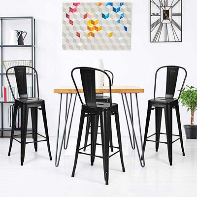 قیمت خوب Restaurant High Bistro Table And Stools Outdoor Modern Black Metal Stackable Style آنلاین