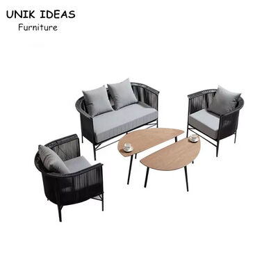 قیمت خوب Garden Furniture Outdoor Rattan Sofa Rope Garden Sofa Set With Coffee Table Sectional آنلاین