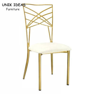 قیمت خوب Gold Chameleon Banquet Wedding Chair Stackable Luxury Metal Cross Back آنلاین