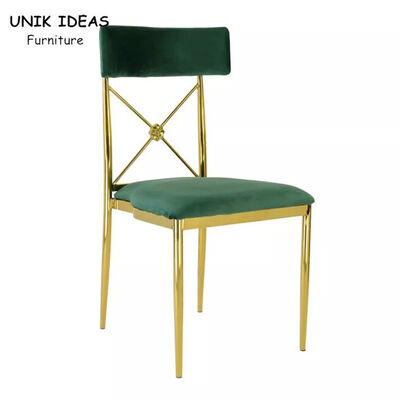 قیمت خوب Green Cushion Luxury Wedding Chairs Gold Stainless Steel Frame For Event آنلاین