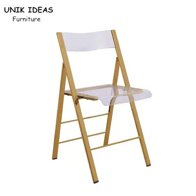 قیمت خوب Gold Stainless Steel Frame Transparent Acrylic Chair Folding Wedding Chair For Hotel آنلاین