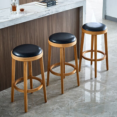 قیمت خوب Cheap Factory Price Leather Upholstery Wooden Bar Counter Stools آنلاین