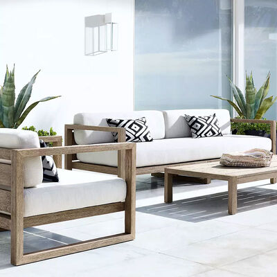 قیمت خوب Luxury Teak Outdoor Furniture Patio Couch Modern Resort Outdoor Lounge Sofa Set آنلاین
