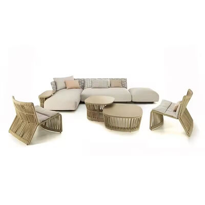 قیمت خوب Outdoor Rope Woven Sectional Patio Furniture L-Shaped Conversation Sofa Set Chaise Lounge Right آنلاین