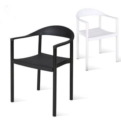 قیمت خوب Leisure Chair With Armrest Metal Leg PP Dining Arm Chair Polypropy Plastic Chair آنلاین