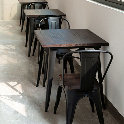 قیمت خوب مبلمان رستوران فست فود کافه لوفت میز غذا خوردن چوبی آهن برای رستوران مجموعه مبلمان آنلاین