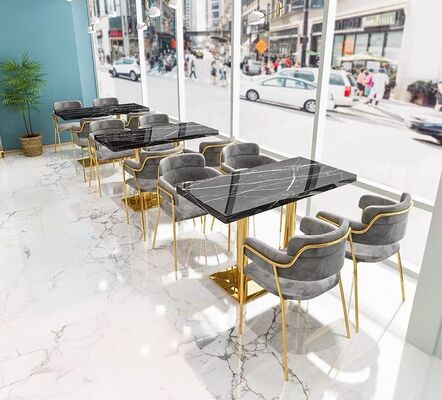 قیمت خوب Velvet Design Commercial Pub Hookah Lounge Restaurant Booth Sofa and Restaurant Table Chairs Set for Sale آنلاین