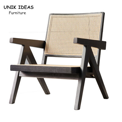 قیمت خوب Nordic Modern Indoor Hotel Living Room Chair Wood Rattan With Armrest Leisure Sofa Lounge Chair آنلاین
