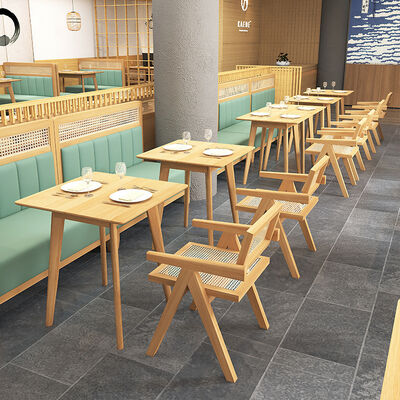 قیمت خوب Modern Restaurant Booth Seating Cafe Shop Dining Sets Solid Wood Rattan Sofa Chairs آنلاین