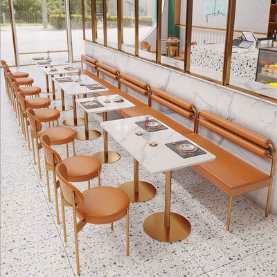 قیمت خوب Light Luxury Adult Restaurant Dining Table Combination Iron Metal Single Chair and Bench Sofa آنلاین