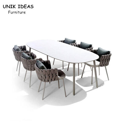 قیمت خوب Rattan Outdoor Wicker Dining Chairs With Arms Waterproof Patio Rope Woven  200cm آنلاین