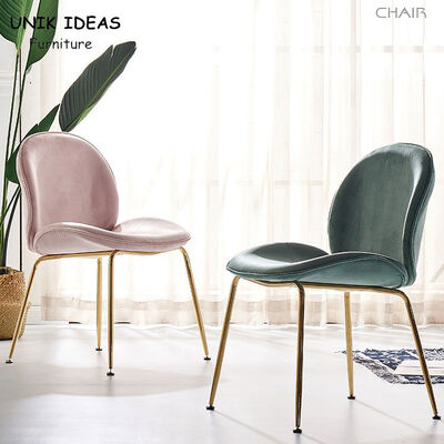 قیمت خوب Metal Frame Upholstered Dining Chair Armless Beige Green Ins Style 56x54x84cm آنلاین