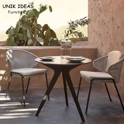 قیمت خوب Nordic Rope Rattan Woven Dining Chair Outdoor Furniture Garden 65x70x75cm آنلاین