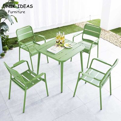 قیمت خوب Patio Dining Chairs And Table Set Modern Aluminum Metal Garden Outdoor 61x61x84cm آنلاین