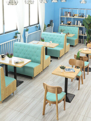 قیمت خوب Bistro Cafe Restaurant Pub Table And Chairs Blue Leisure Booth Set UK-CT006 آنلاین