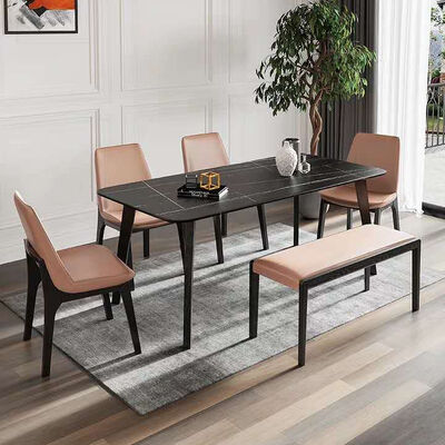 قیمت خوب 120cm 140cm 160cm 8 Seater Marble Dining Table And Chairs And With Bench آنلاین