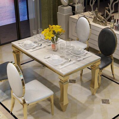 قیمت خوب Garden Home Luxury Dining Table And Chairs 240cm 120cm 140cm 6 Seater  Marble آنلاین