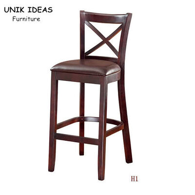 قیمت خوب Breakfast Wooden Bar Stools With Backs Wood Counter Height Chairs 41x46x116cm آنلاین