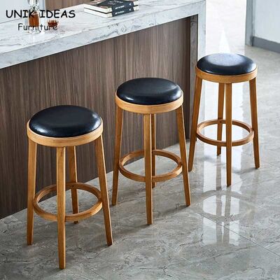 قیمت خوب Mid Century Vintage Retro Bar Stools Leather Wine Restaurant Round UK-BS015 آنلاین
