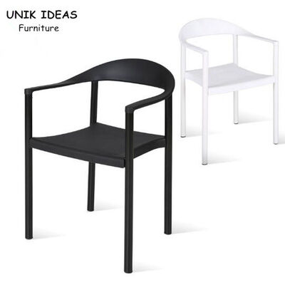قیمت خوب Lounge Outdoor Leisure Chair With Armrest PP Plastic White Black Stacking 35x42x78 CM آنلاین
