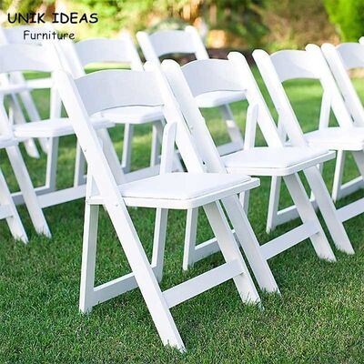 قیمت خوب White Resin Folding Wedding Chair Hire Outdoor Lawn Hotel Event 44x43x78cm آنلاین